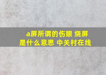 a屏所谓的伤眼 烧屏是什么意思 中关村在线